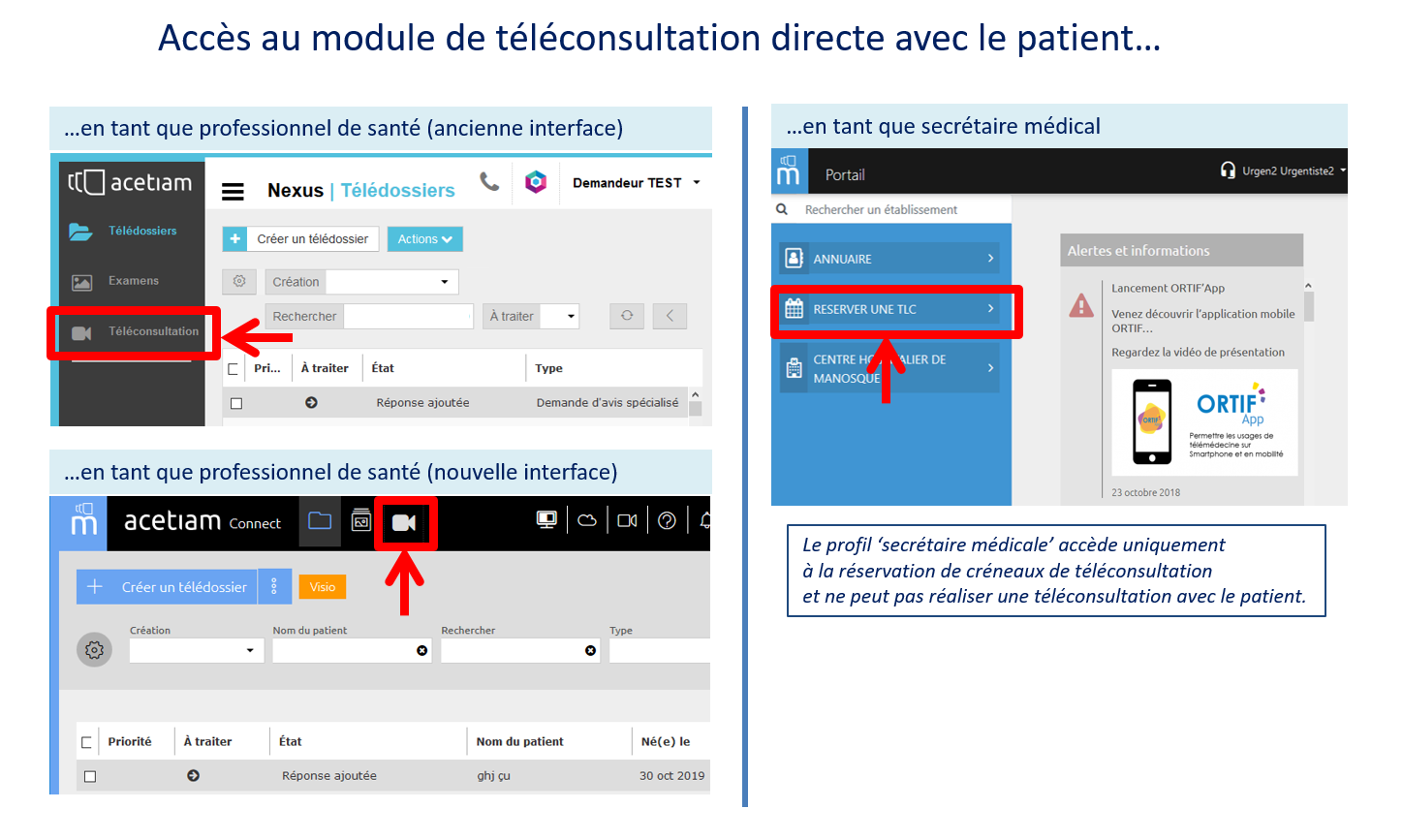 Réaliser une téléconsultation directe patient - Ortif