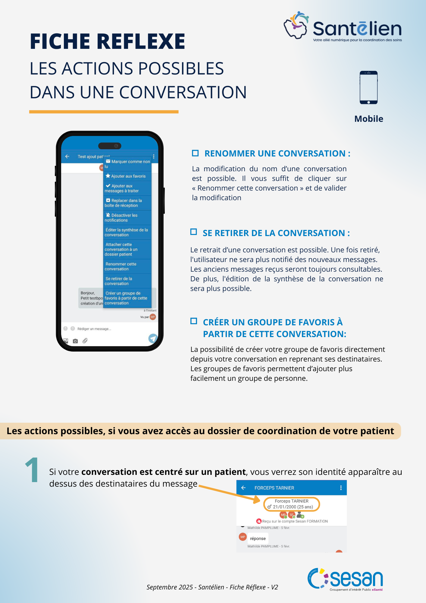Fiche réflexe Mobile Actions possibles dans une conversation (2)