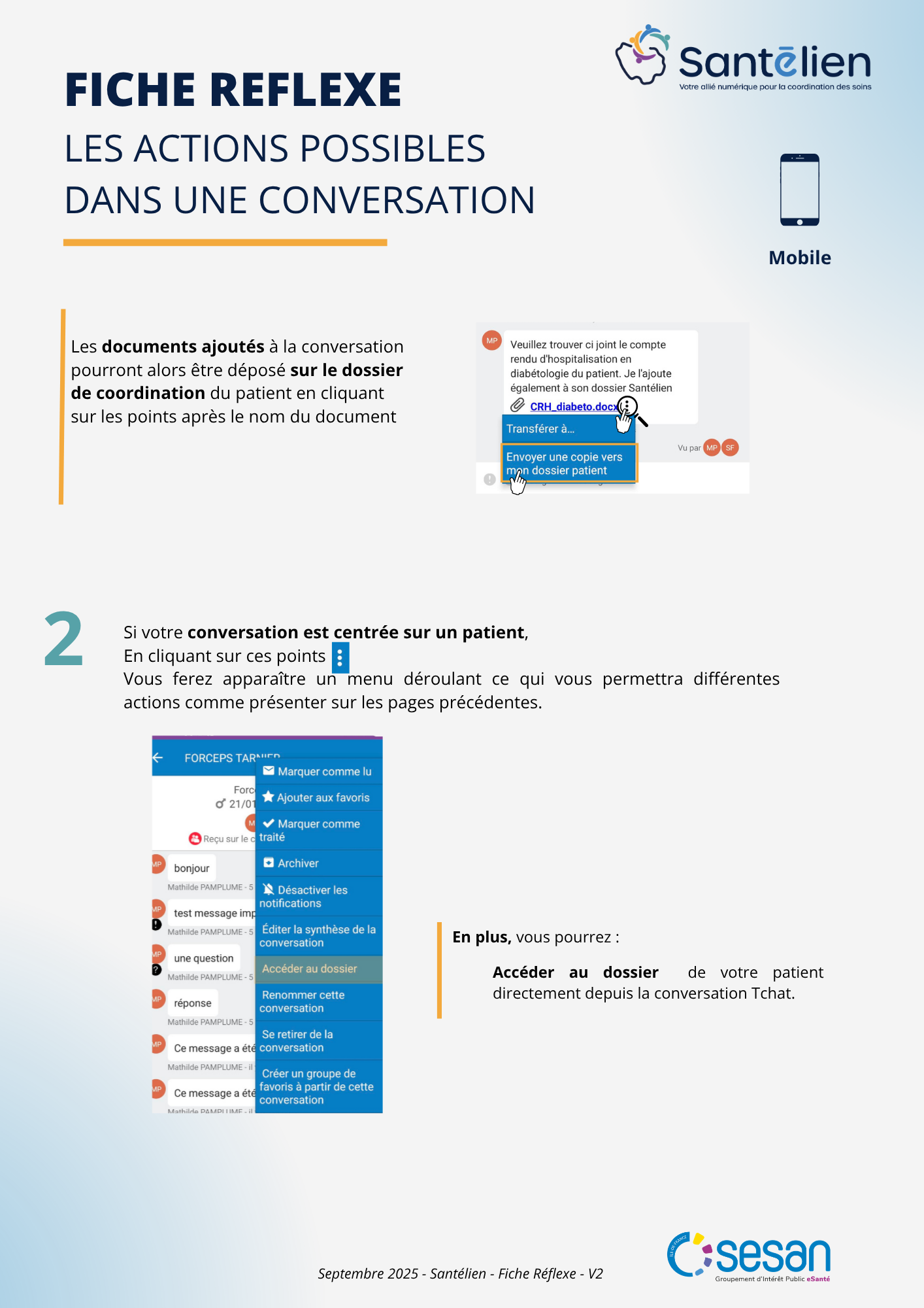 Fiche réflexe Mobile Actions possibles dans une conversation (3)