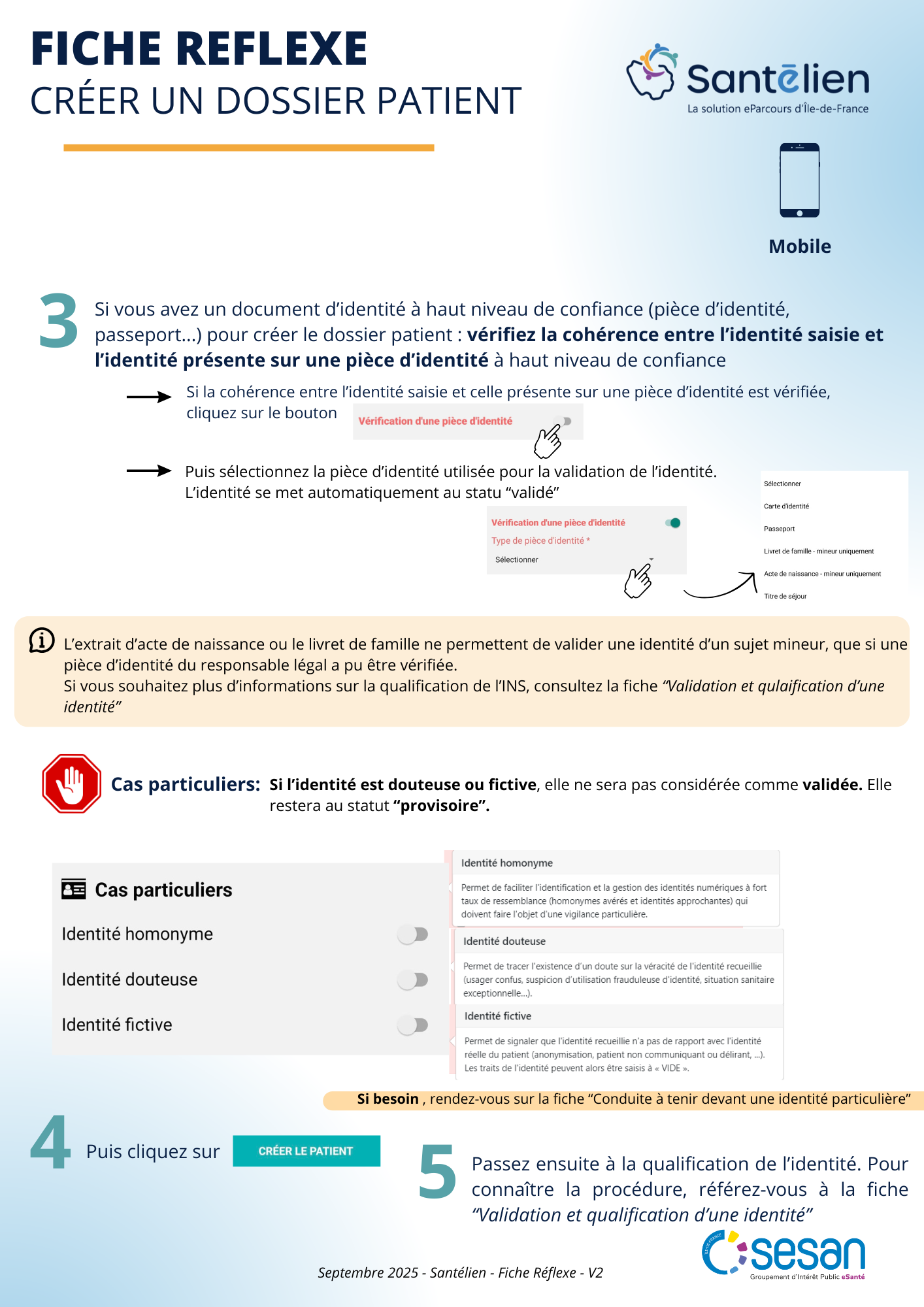 Fiche réflexe Mobile Rechercher et créer un patient (2)
