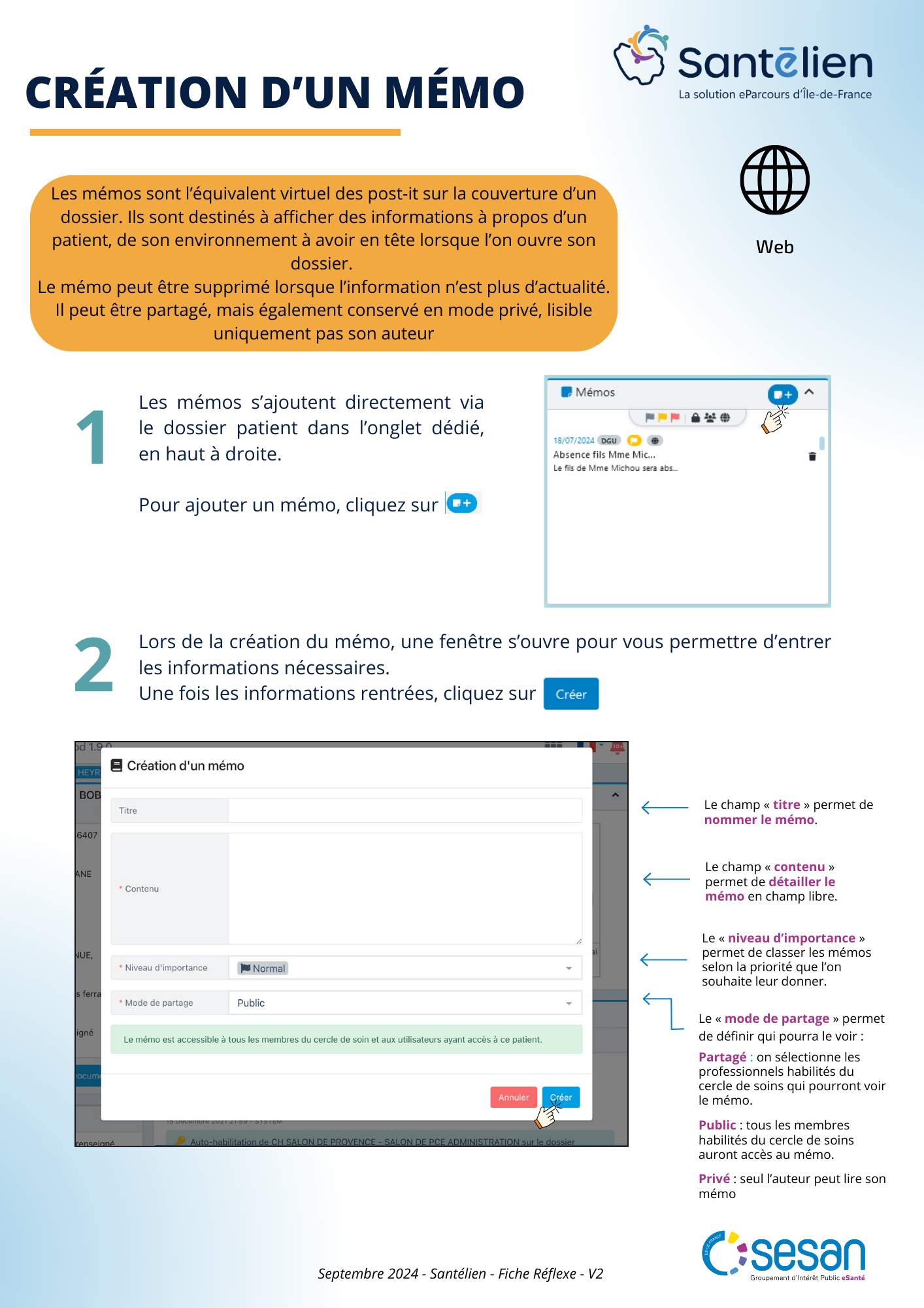 Ajouter un Mémo - Web
