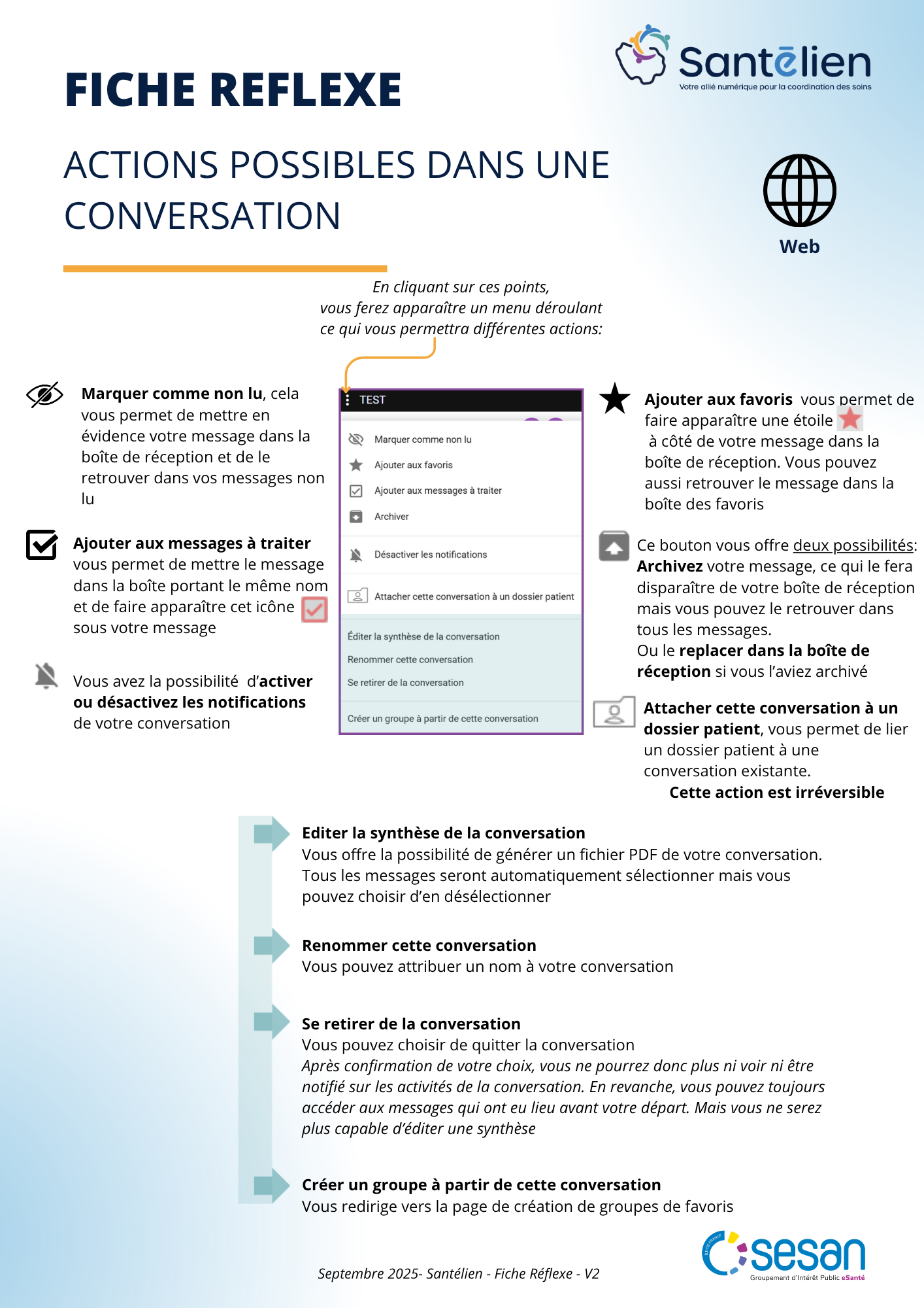 Fiche réflexe Web Actions possibles dans une conversation (1)