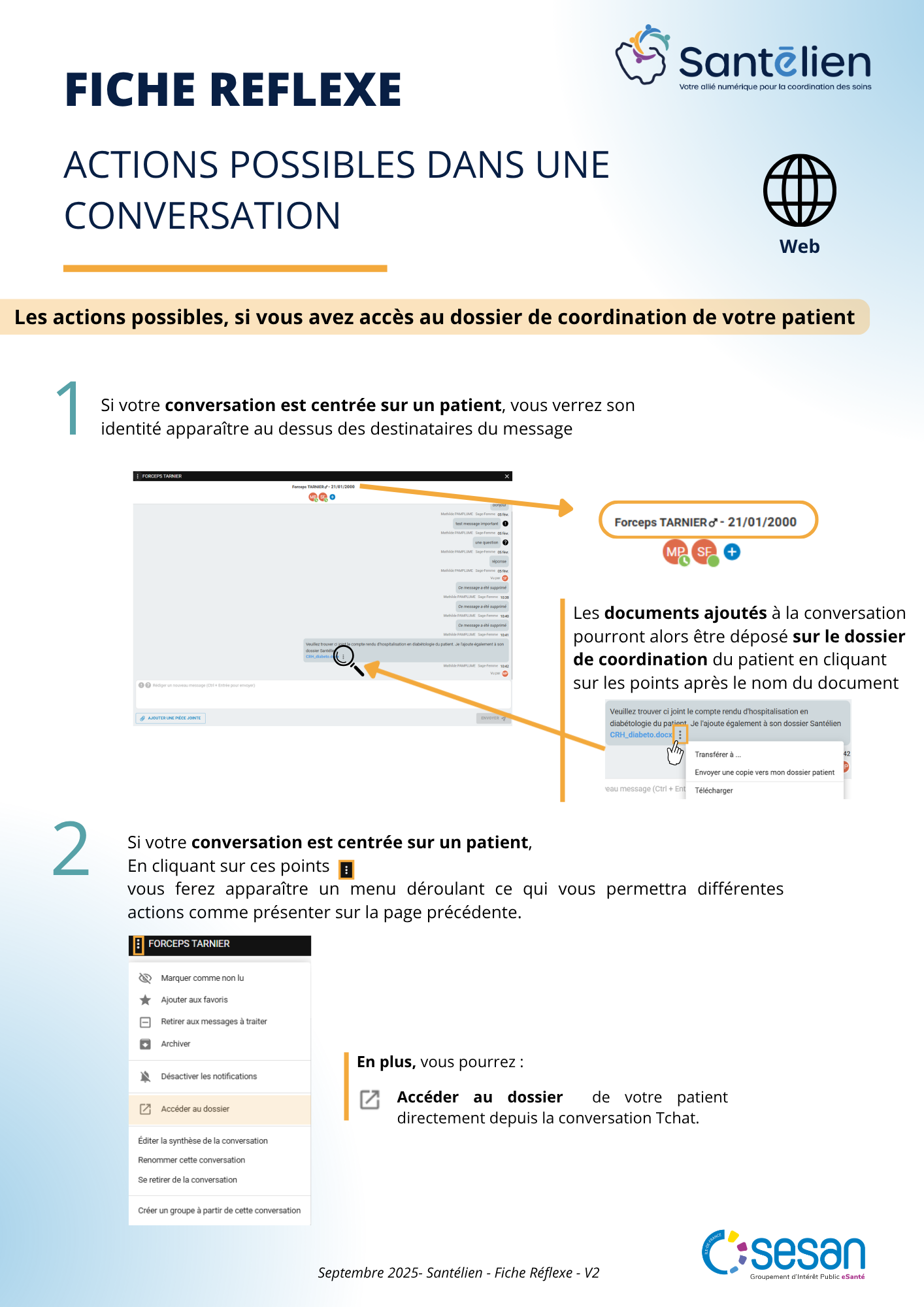 Fiche réflexe Web Actions possibles dans une conversation (2)