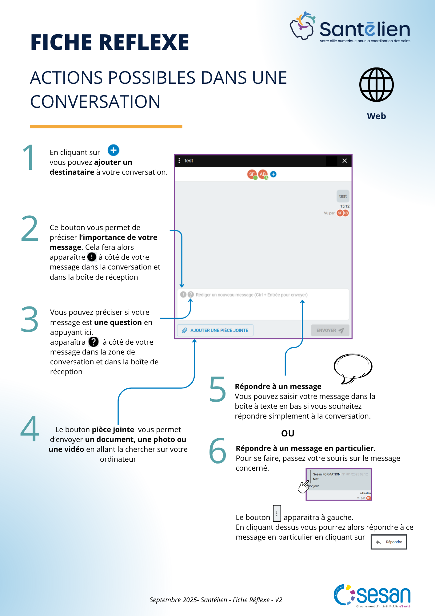 Fiche réflexe Web Actions possibles dans une conversation