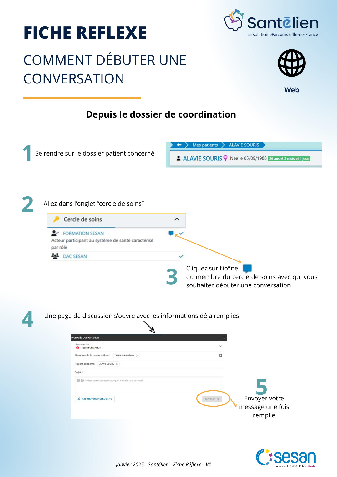 Fiche réflexe Web Comment débuter une conversation depuis le dossier de coordination (1)