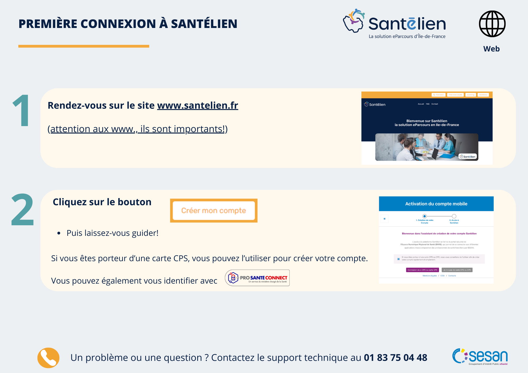 Première connexion web