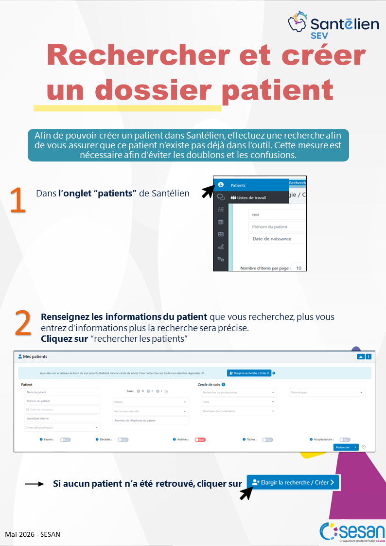 SEV - rechercher et créer un dossier patient