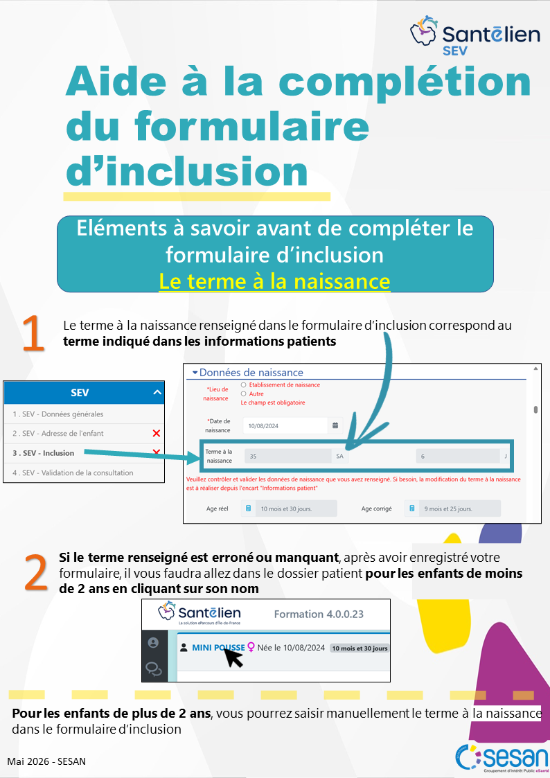 SEV - aide à la complétion du formulaire d'inclusion