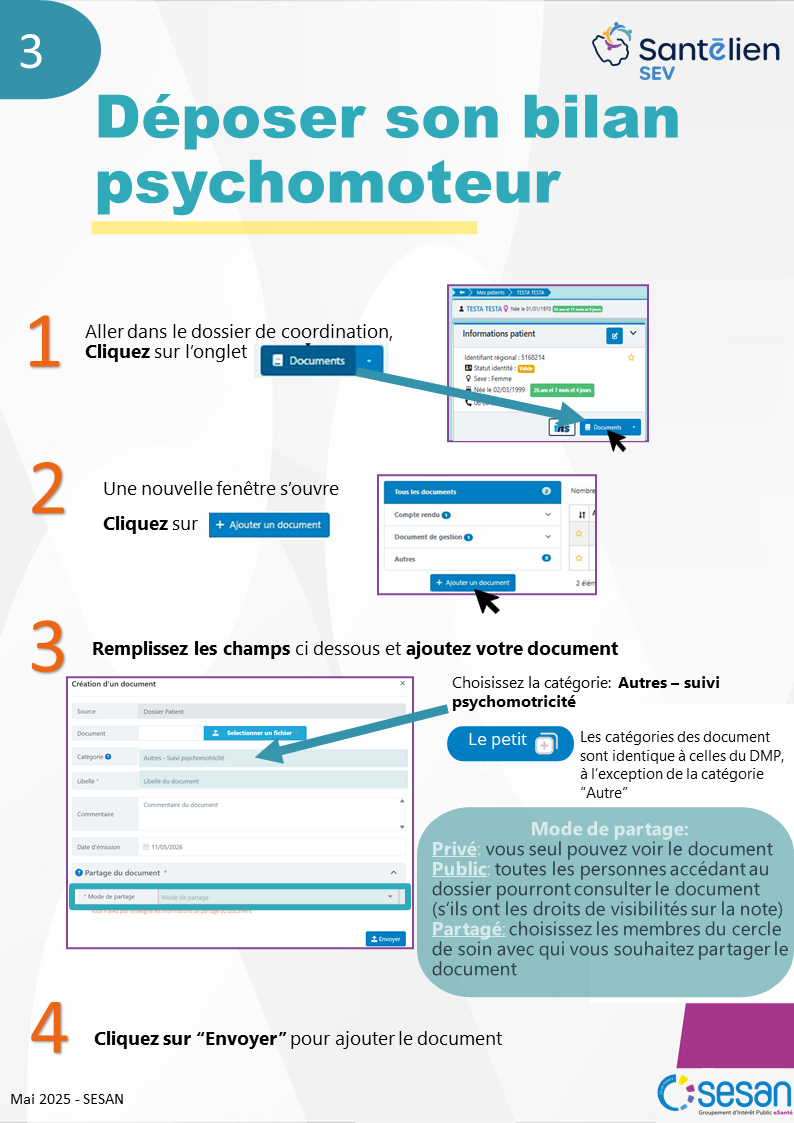SEV - déposer son bilan psychomoteur