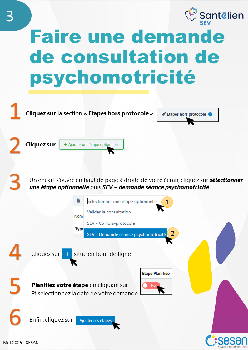 SEV - faire une demande de consultation de psychomotricité