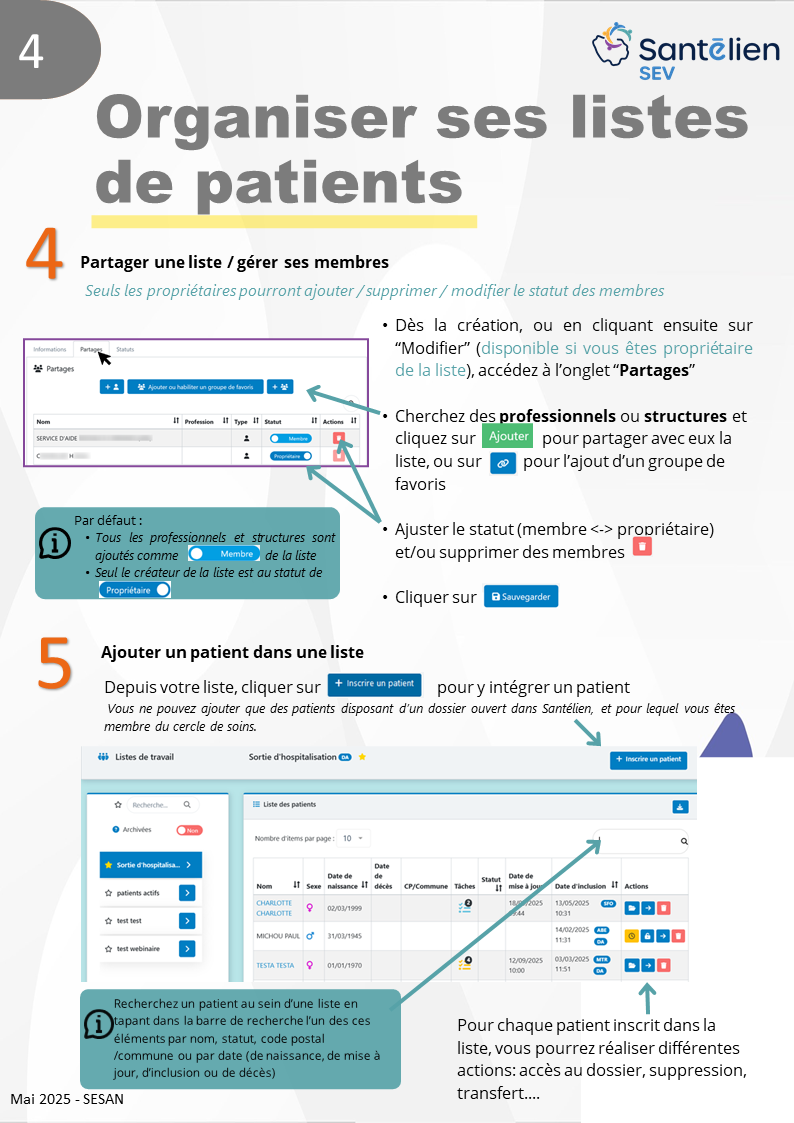 SEV - organiser ses listes de patients 1