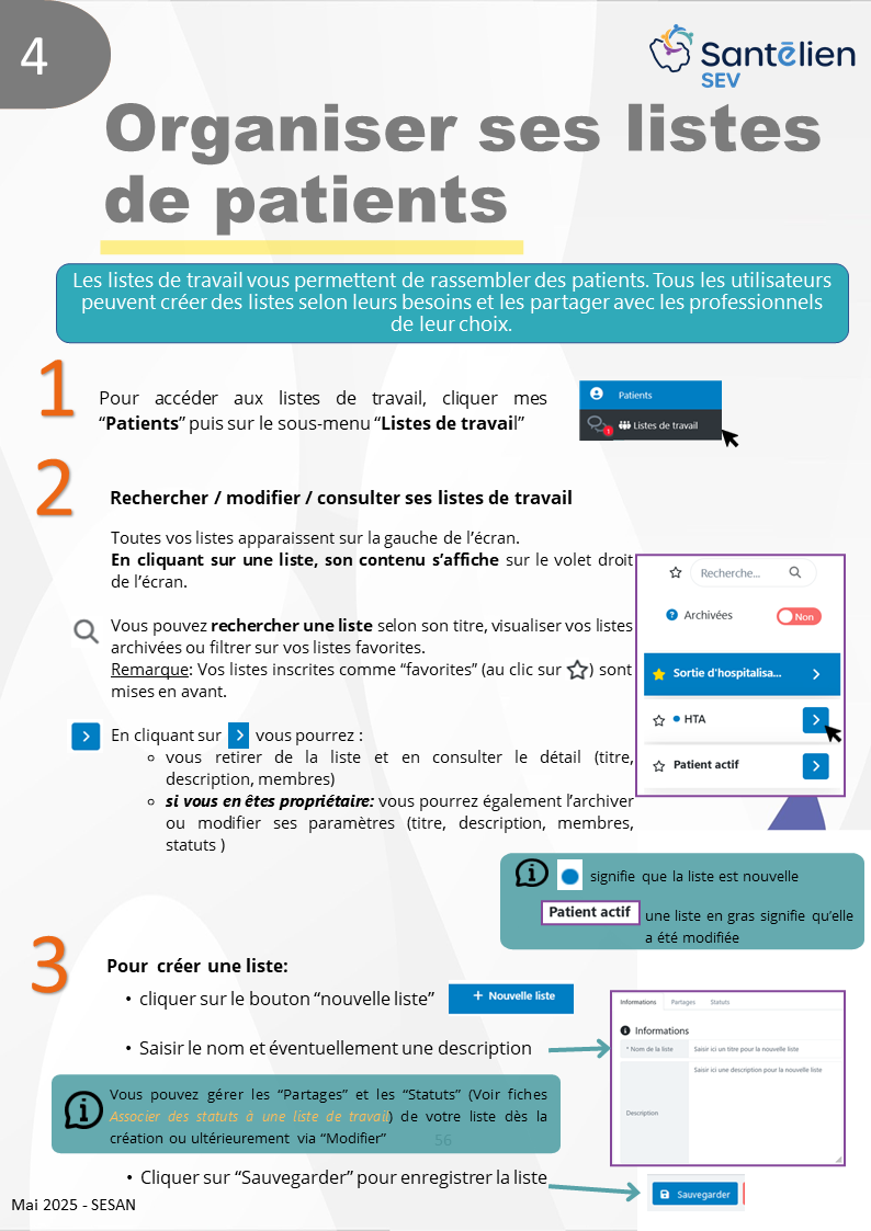 SEV - organiser ses listes de patients