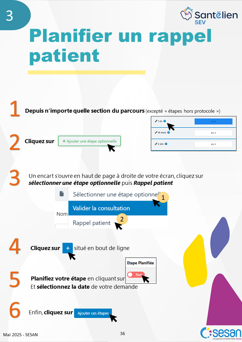 SEV - planifier un rappel patient