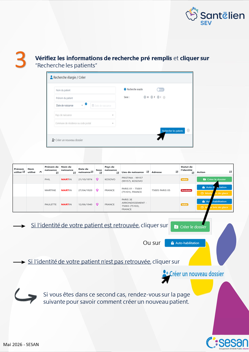 SEV - rechercher et créer un dossier patient1