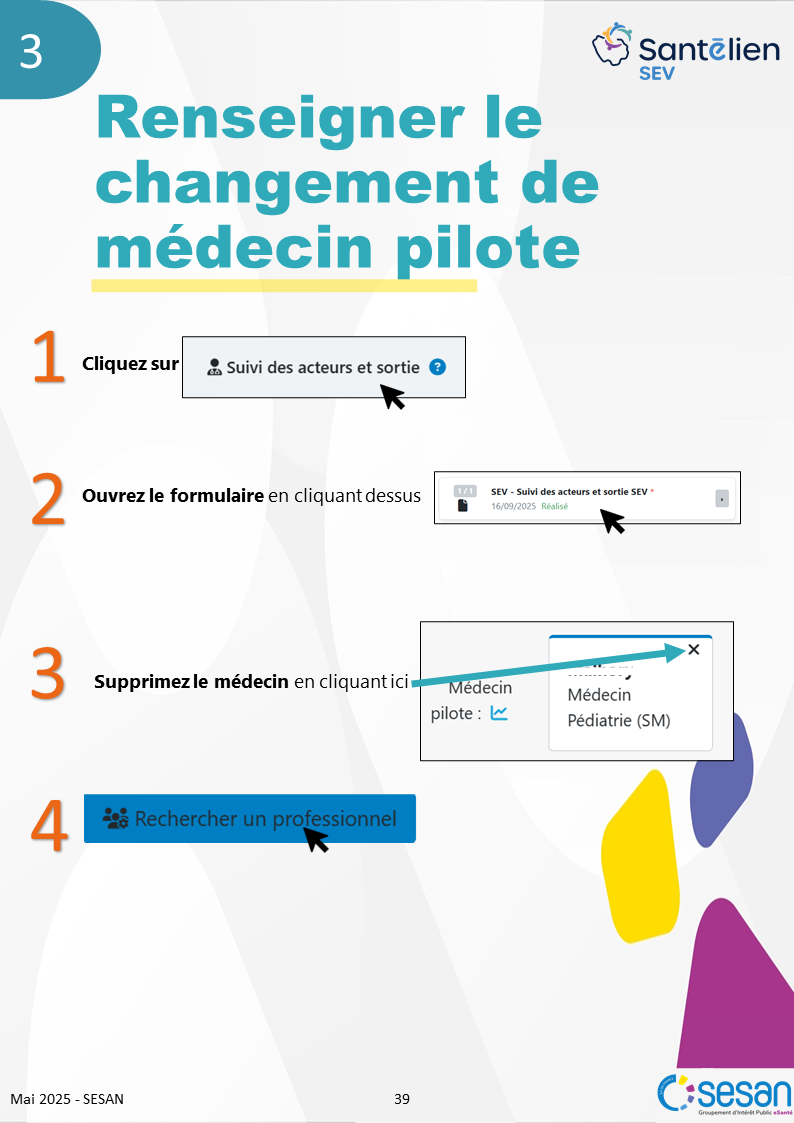 SEV - renseigner le changement de médecin pilote