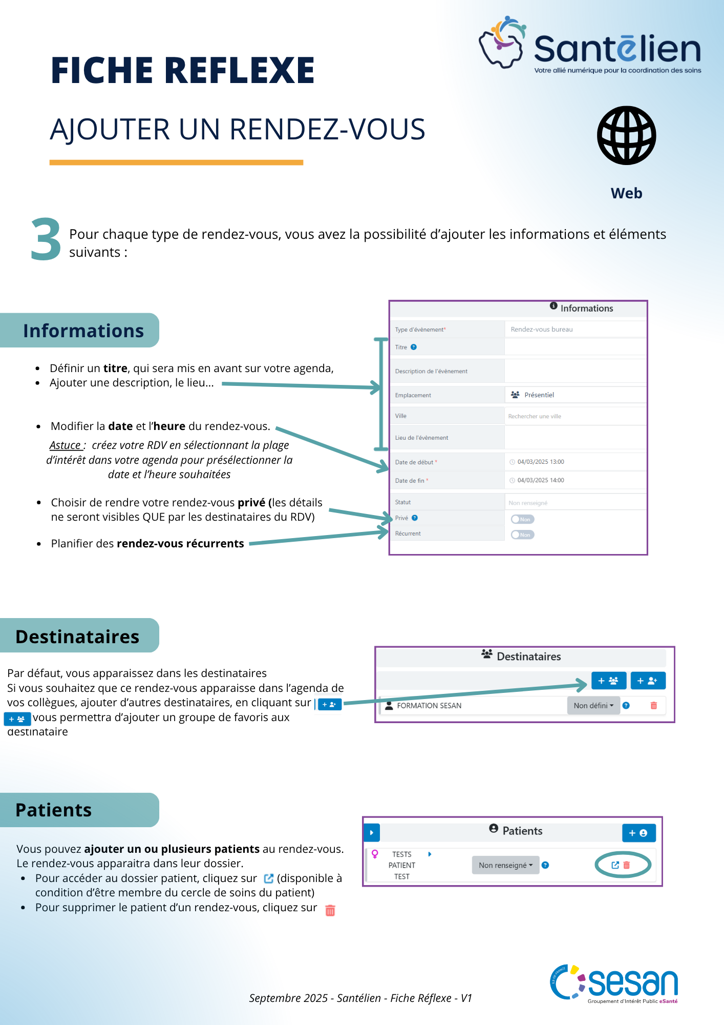 Fiche réflexe Web Ajouter un rendez-vous 1