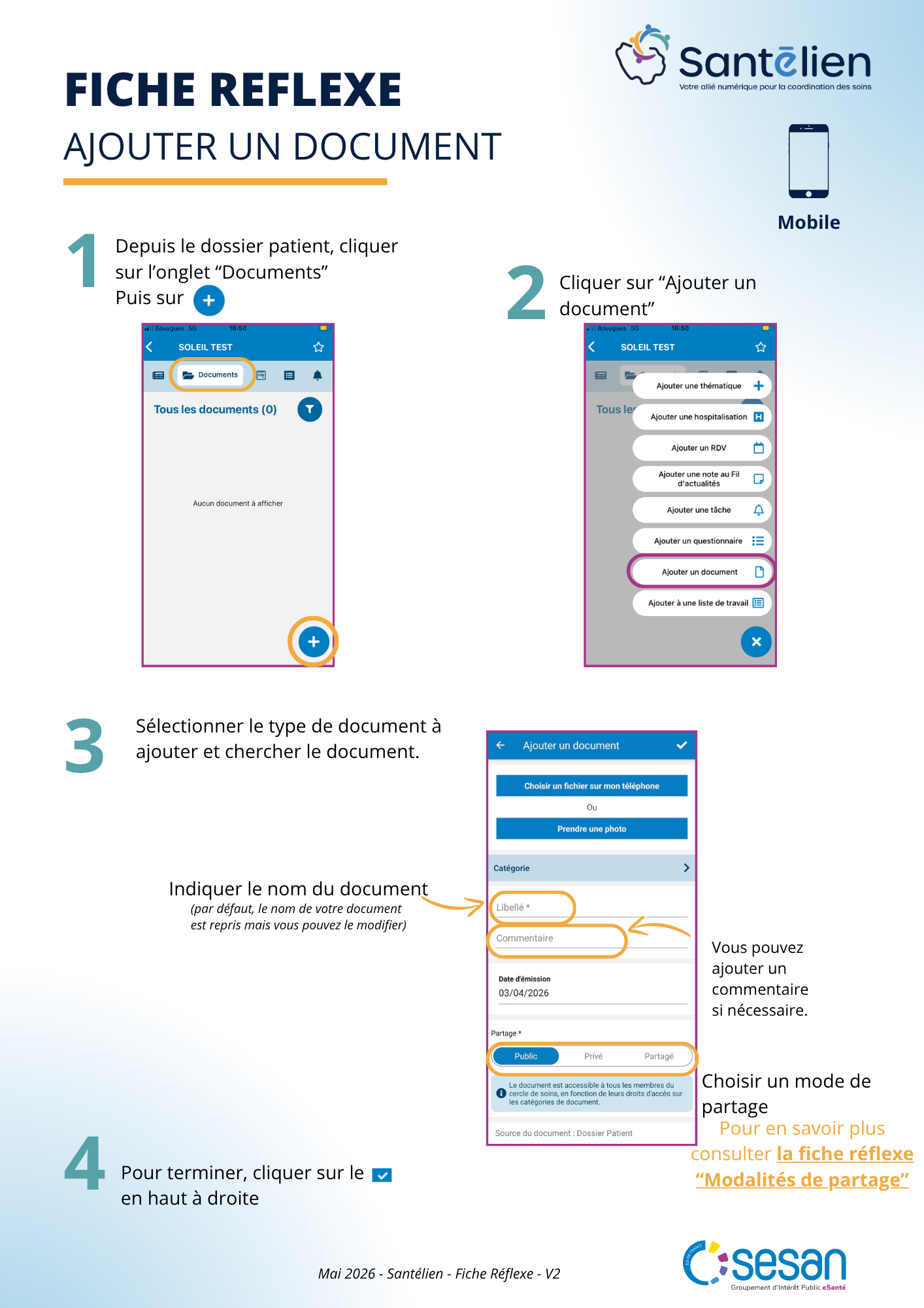 Fiche réflexe Mobile Ajouter un document