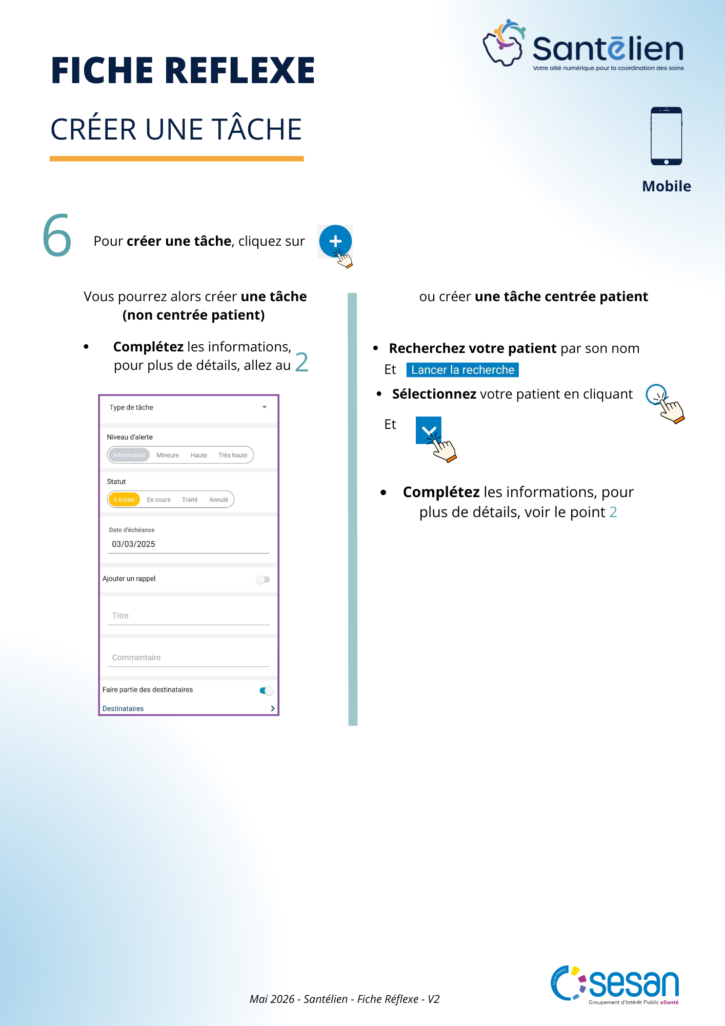 Fiche réflexe Mobile Créer une tâche et consulter le tableau de bord des tâches (2)