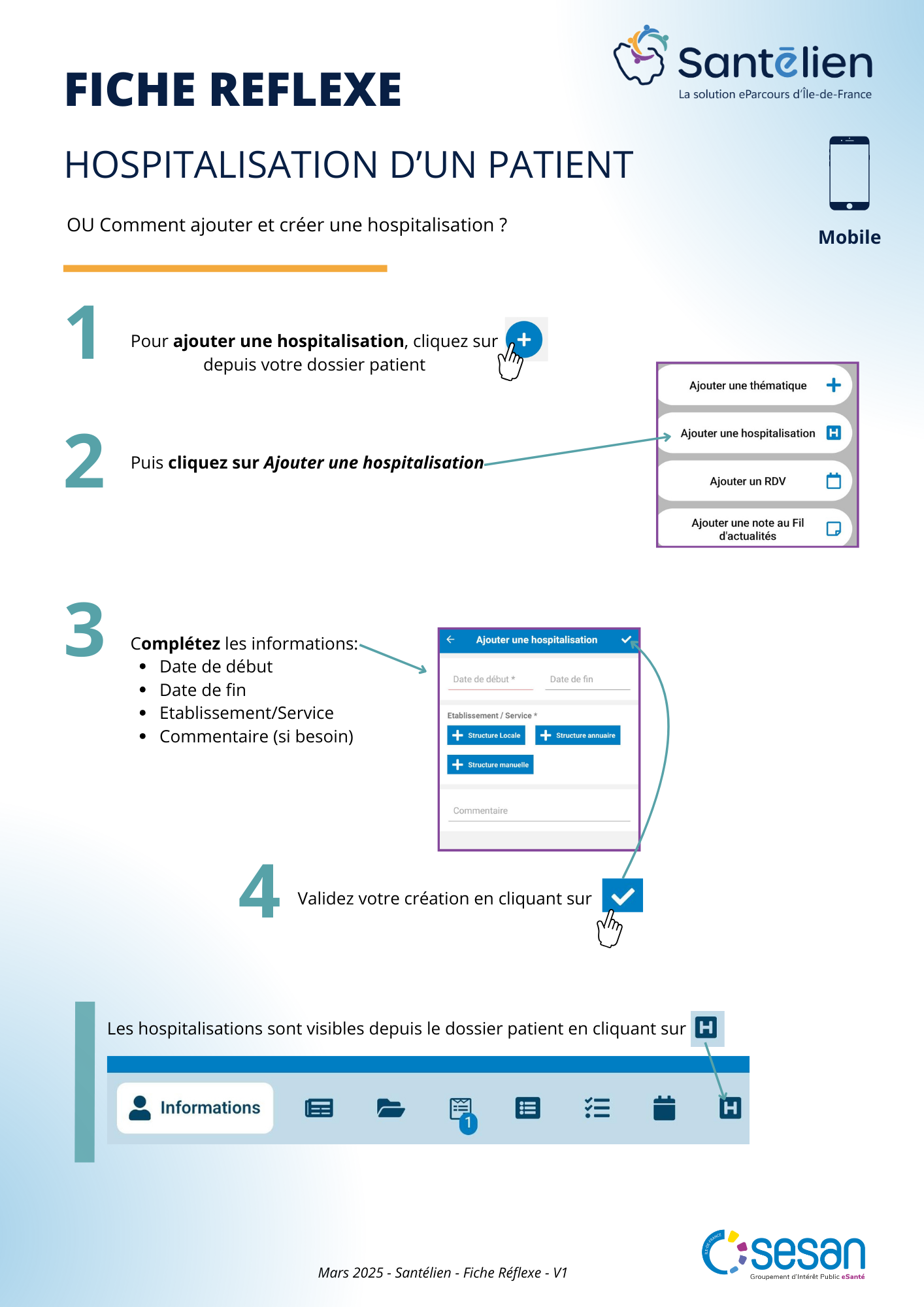 Fiche réflexe Mobile Hospitalisation