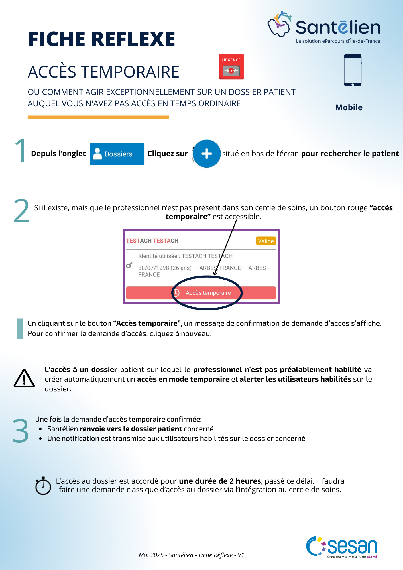 Fiche réflexe Mobile accès temporaire
