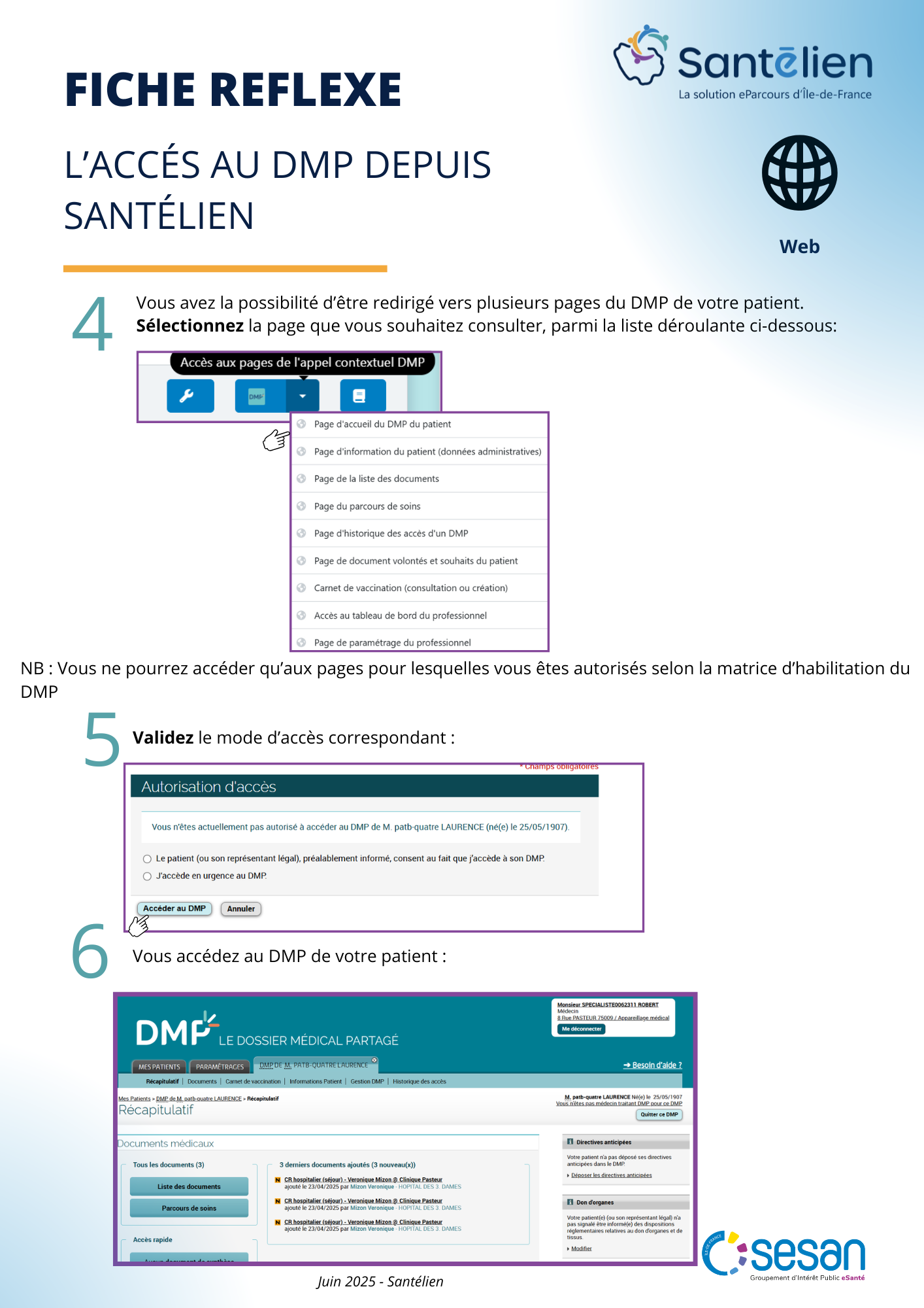 Fiche réflexe Web Accès au DMP depuis Santélien (1)