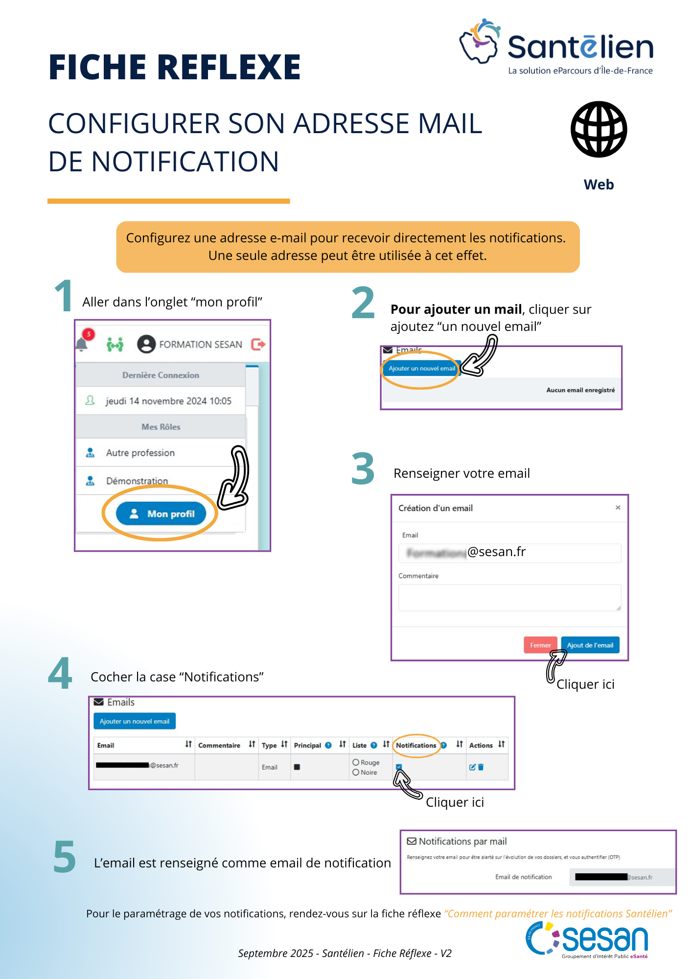 Fiche réflexe Web Configurer son adresse mail de notifications