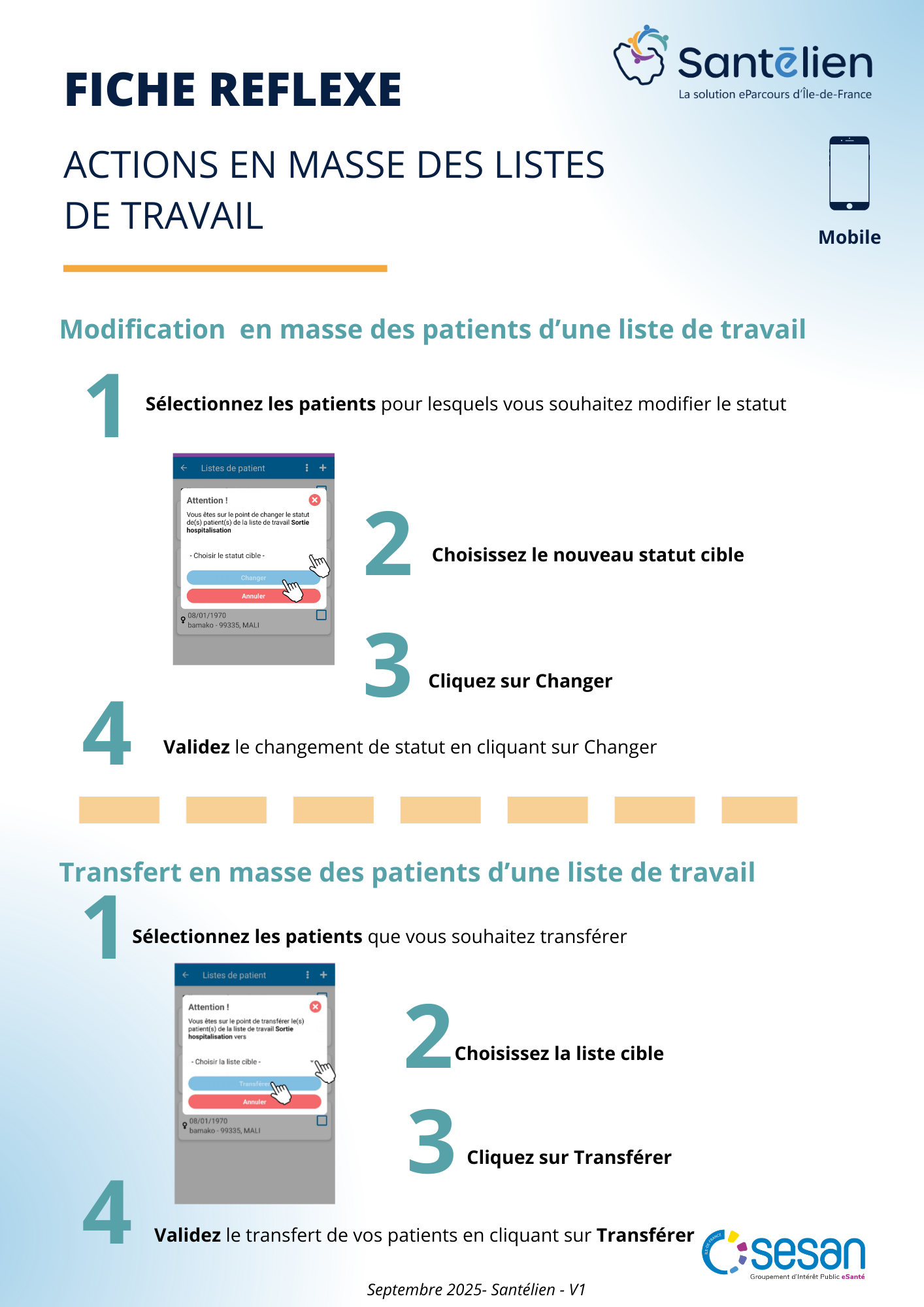 Fiche réflexe mobilité Actions en masse des listes de travail (1)