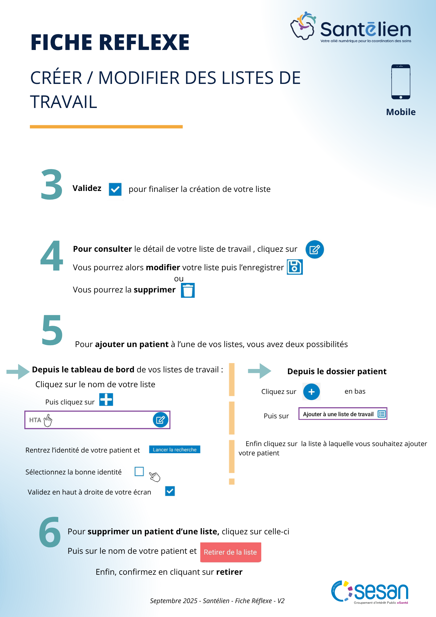 Fiche réflexe mobilité Créer modifier les listes de travail 1
