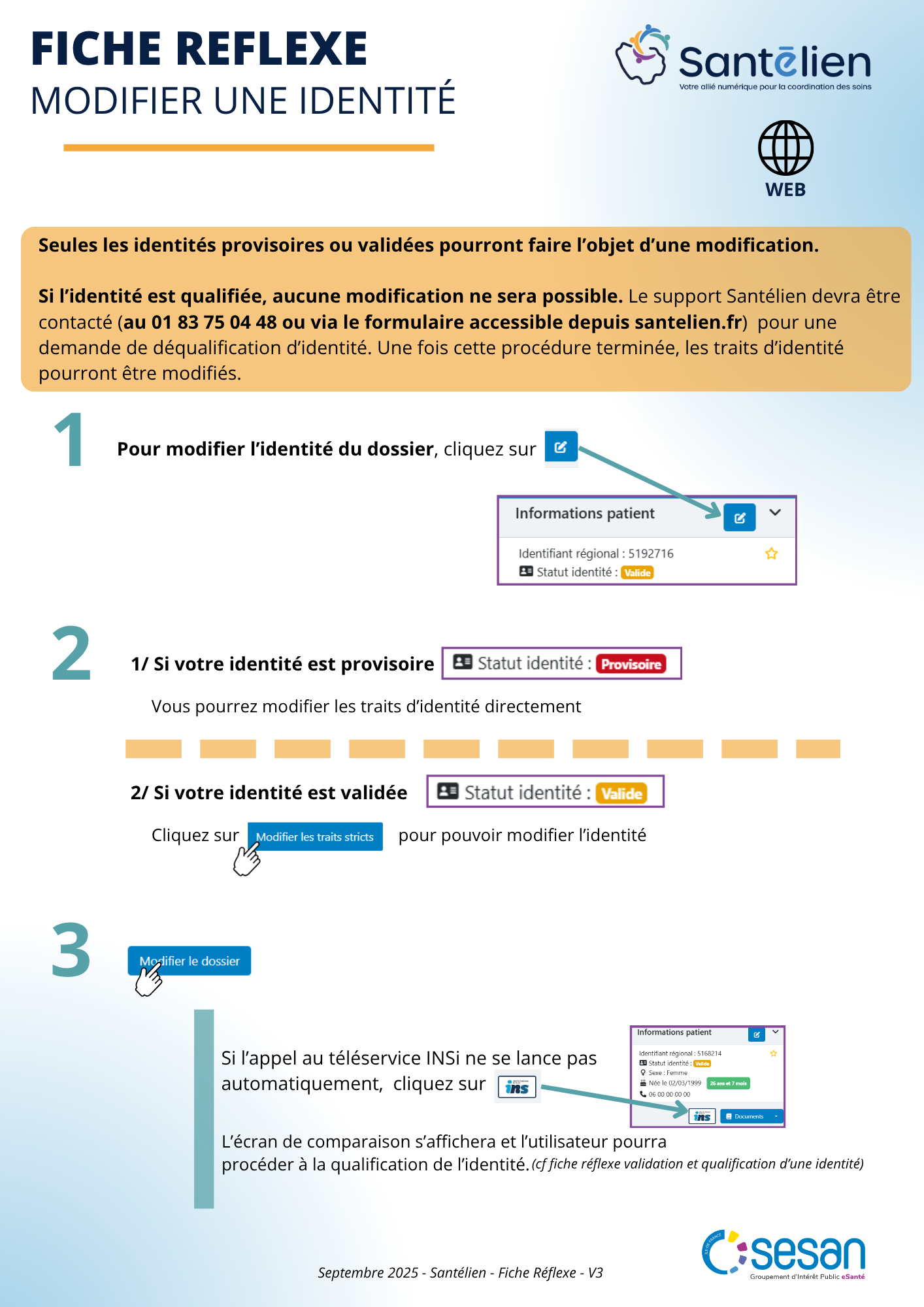 Fiche réflexe web Modifier une identité