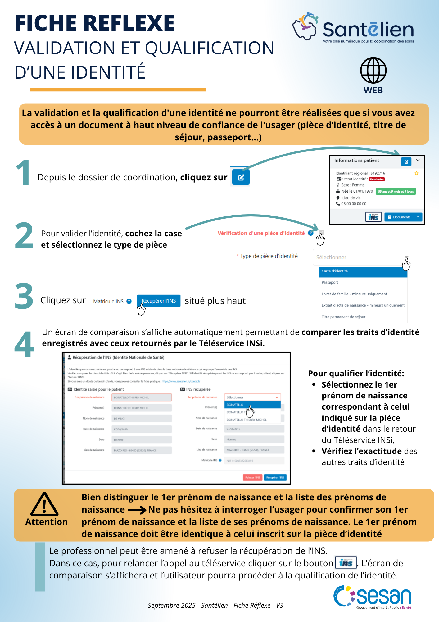 Fiche réflexe web Validation et qualification d'identité patient