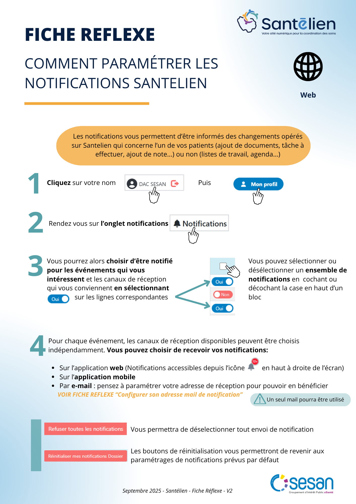 Fiches réflexes Web et mobile Comment paramétrer les notifications Santélien
