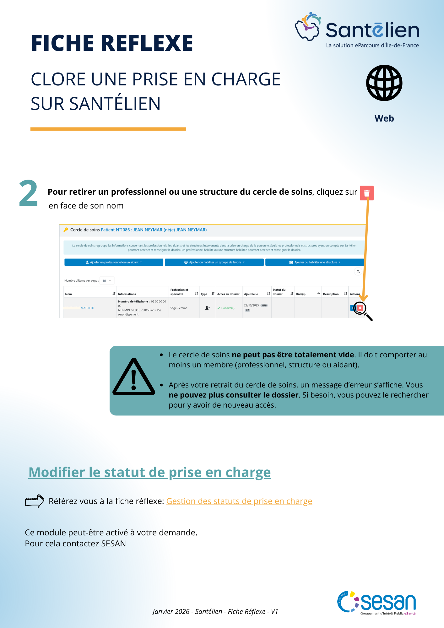 Fiche réflexe Web Clore une prise en charge sur Santélien