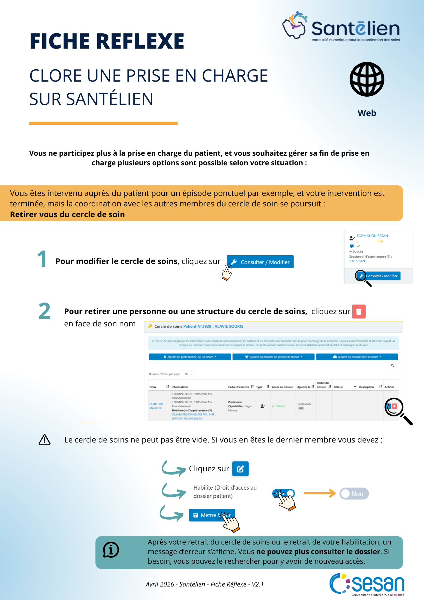 Fiche réflexe Web Clore une prise en charge sur Santélien