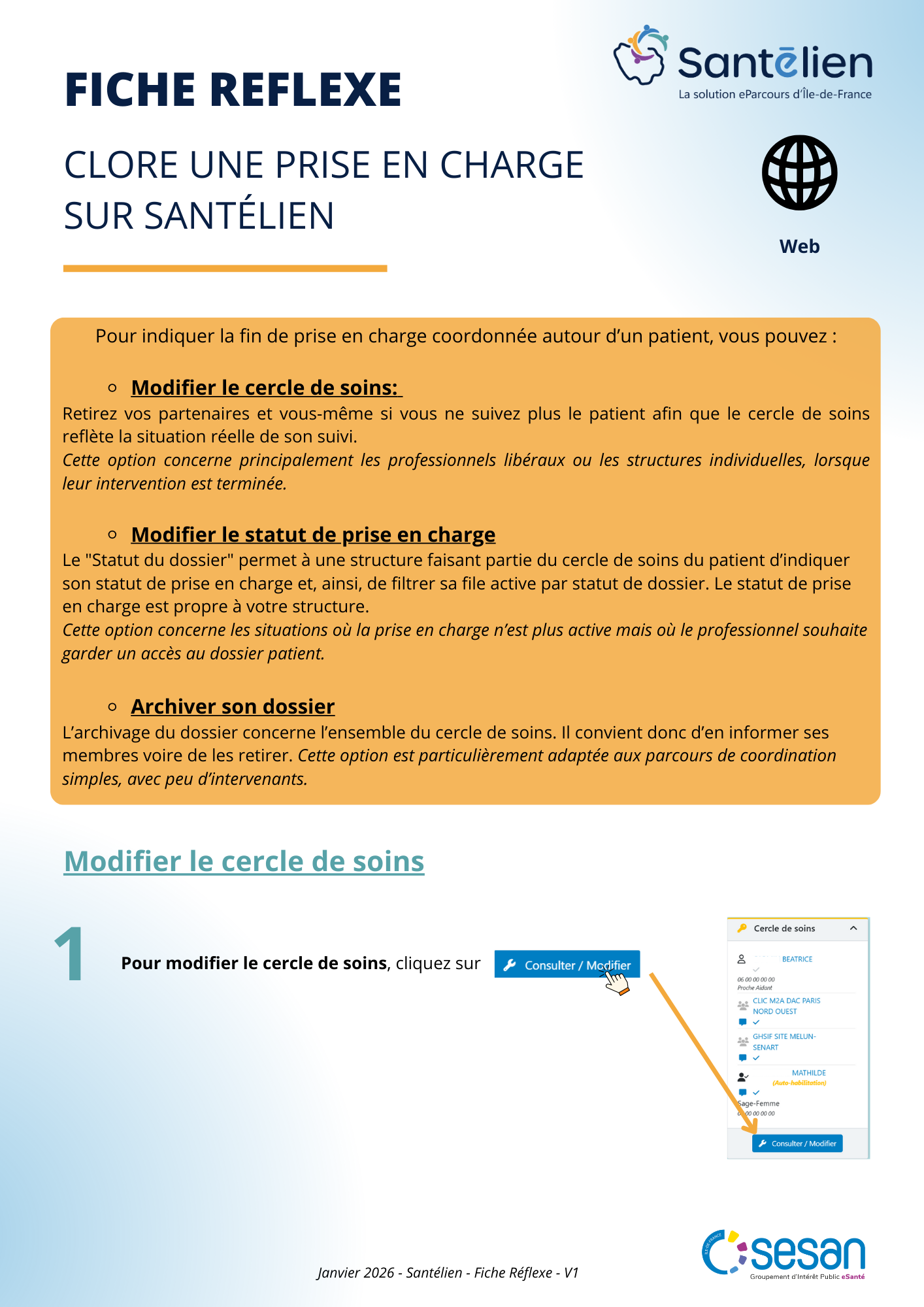 STL - Fiche réflexe Web Clore une prise en charge sur Santélien