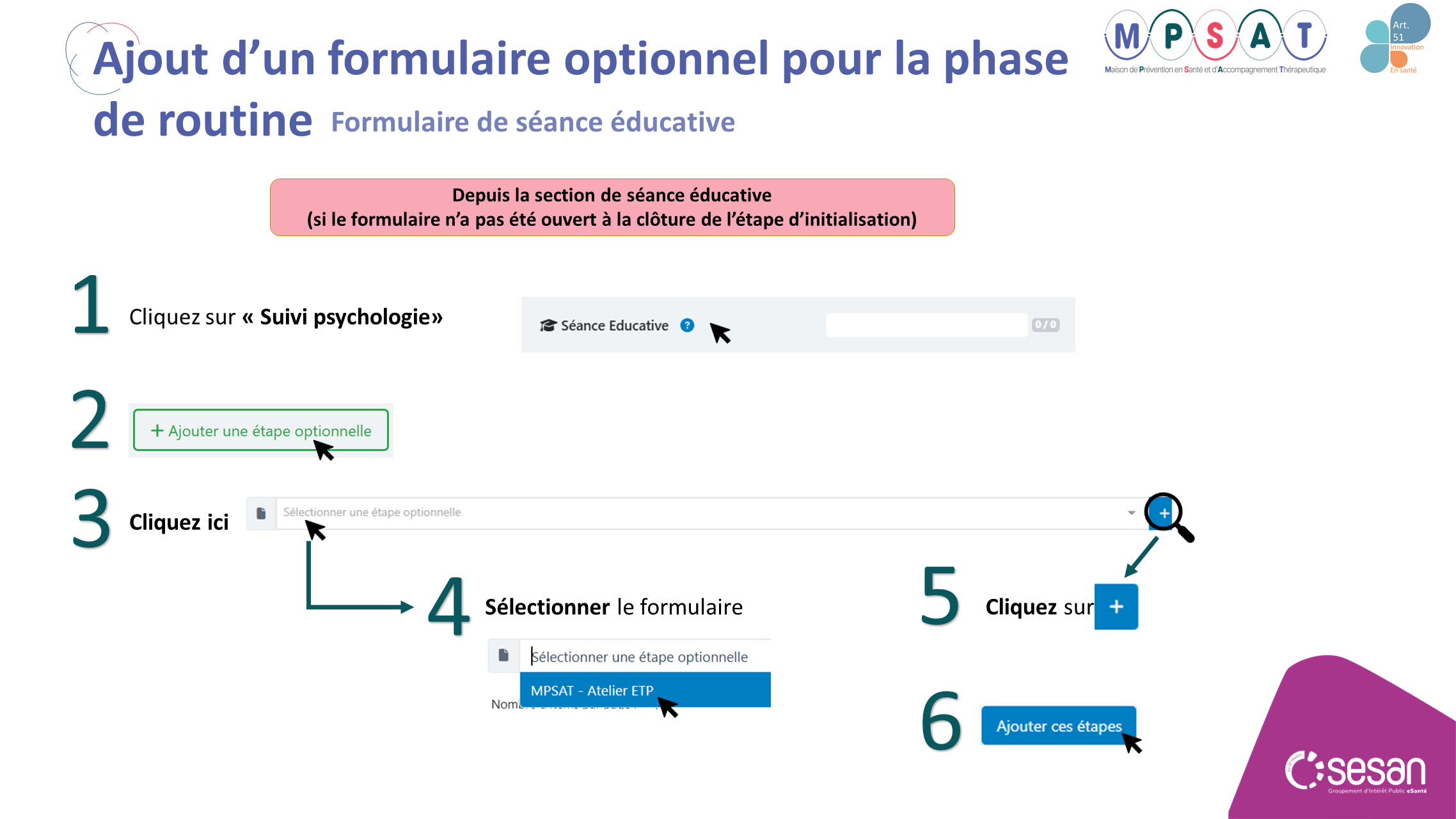 MPSAT - ajout dun formulaire de séance éducative_phase de routine
