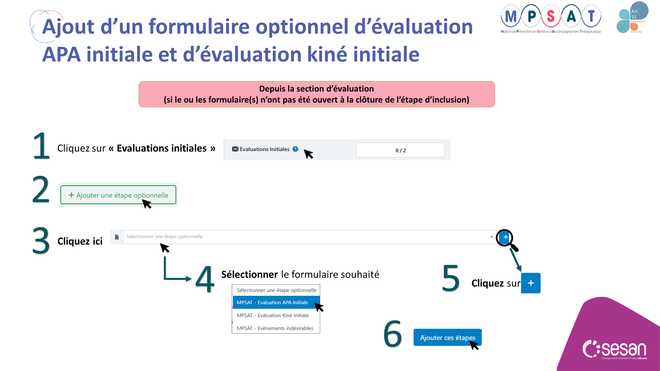 MPSAT - ajout dun formulaire d'évaluation APA initiale ou d'évaluation kiné initiale_phase dévaluation