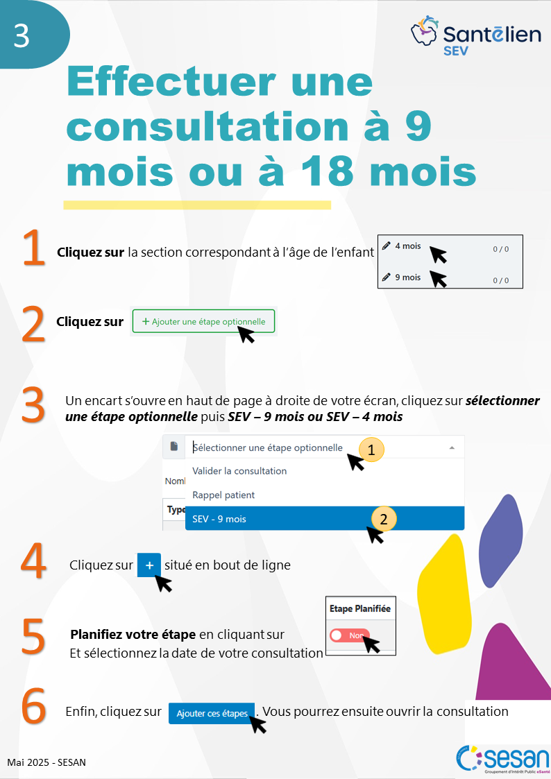 SEV - faire une consultation de 9 et 18 mois